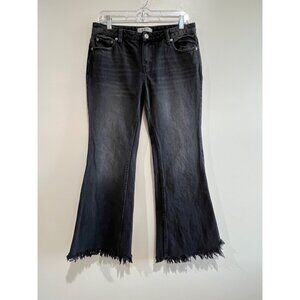 We The Free Cropped Flare Leg Jeans Womens 27 (31x28 actual) Black Raw Hem